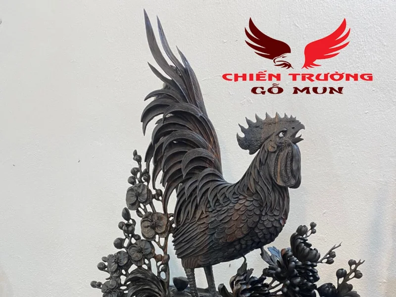 Bộ Tượng Gỗ Gia Đình Gà